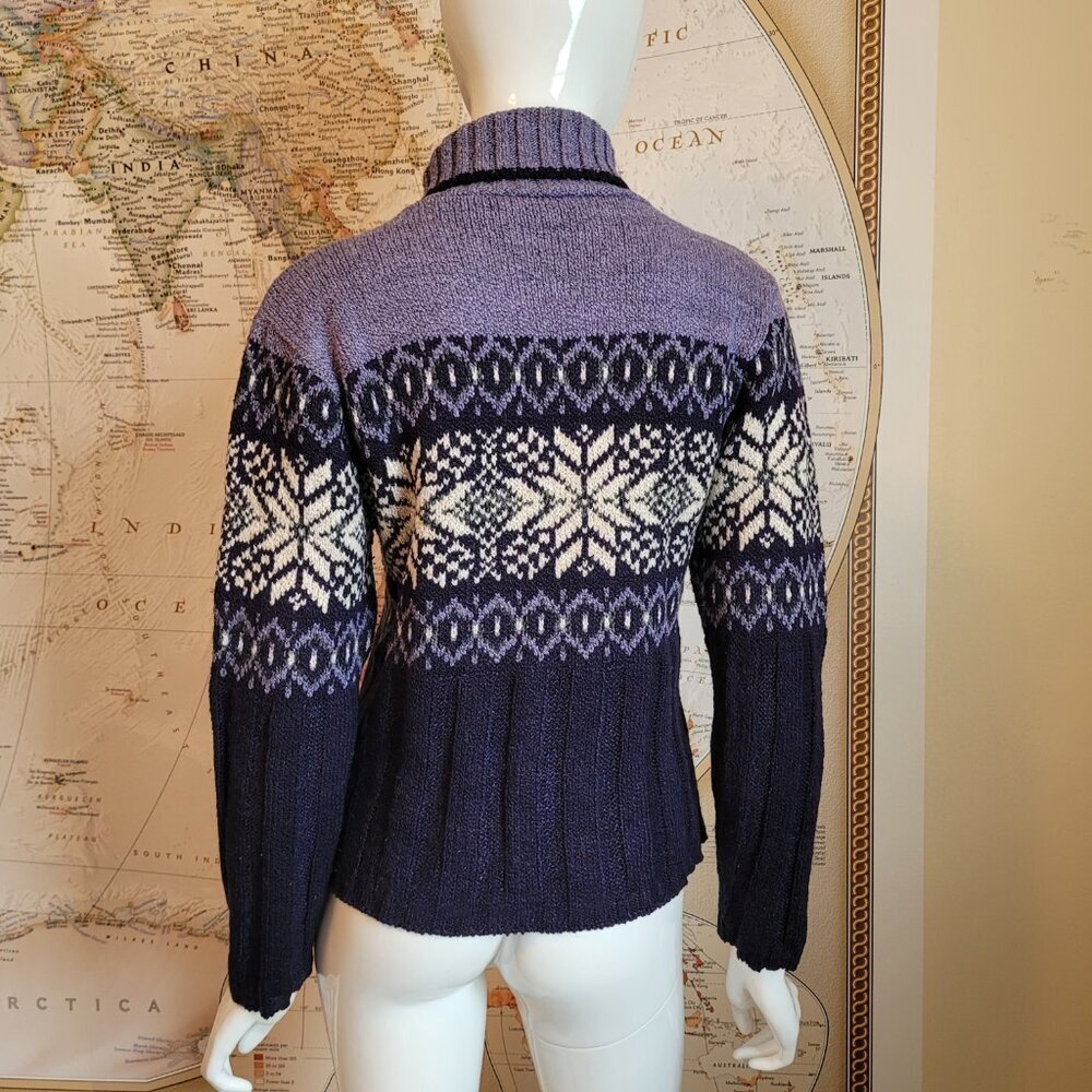 Sweater Project purple lavender ivory ski sweater turtleneck cozy hygge sport M - Picture 10 of 10